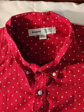 Old Navy | Red & White Dot Print Everyday Shirt | XXXL | Built In Flex | Like Ne